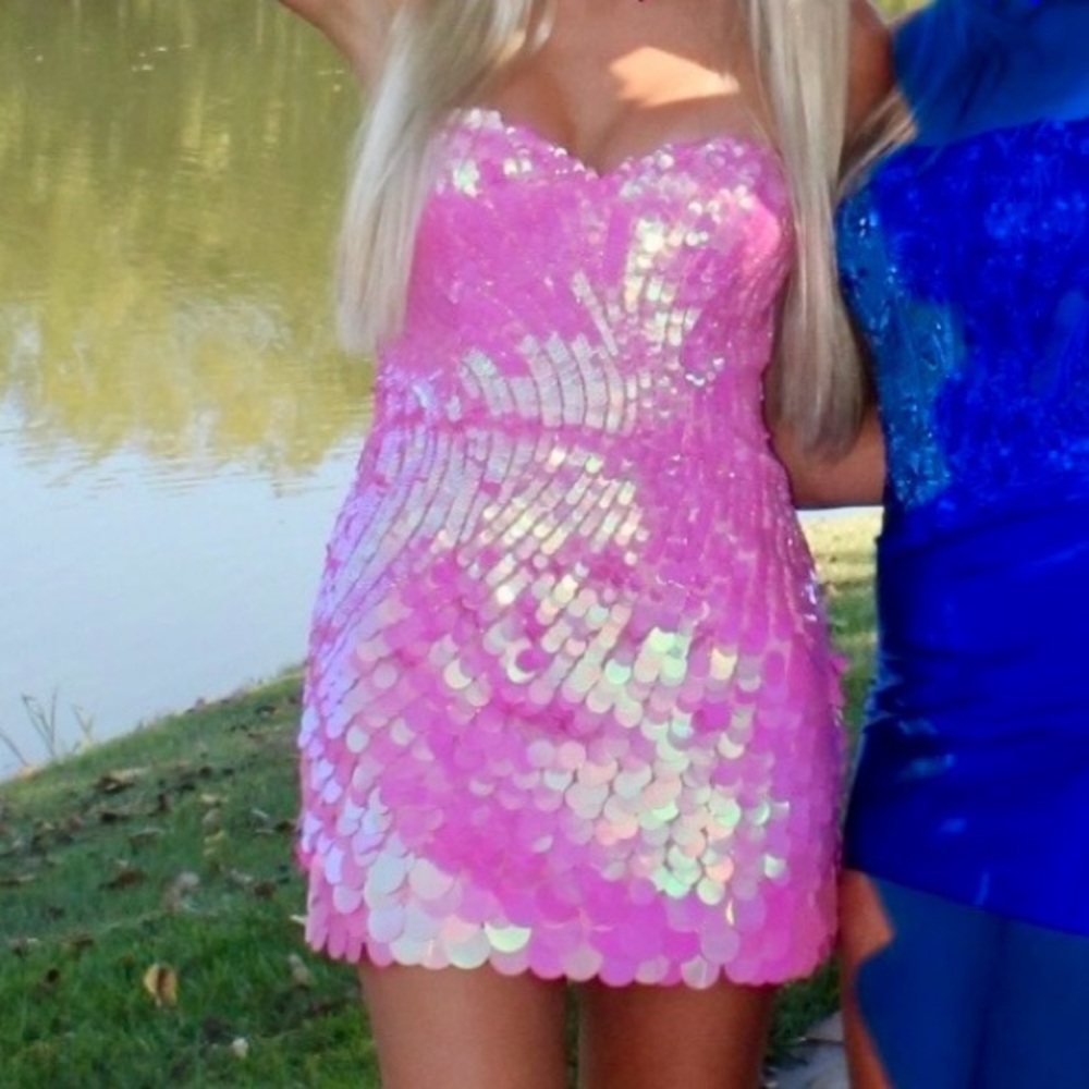 Sherri Hill pink strapless dress #55462 - Picture 2 of 15